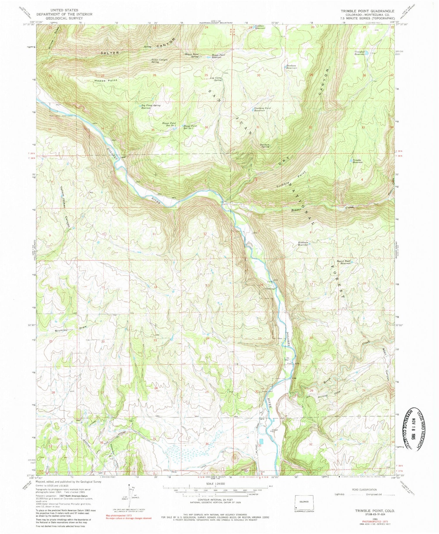 Classic USGS Trimble Point Colorado 7.5'x7.5' Topo Map Image