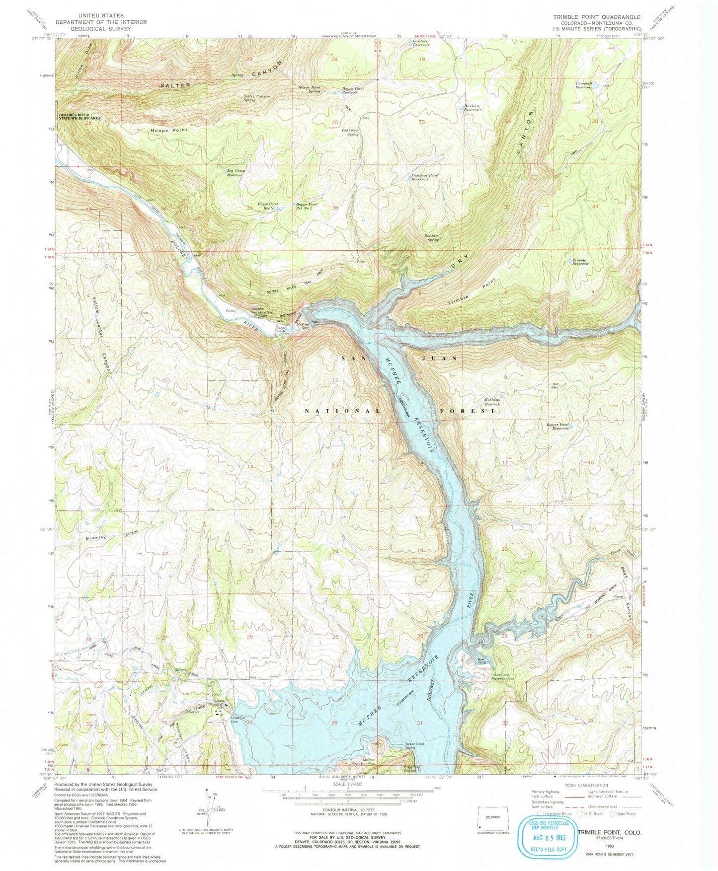Classic USGS Trimble Point Colorado 7.5'x7.5' Topo Map Image