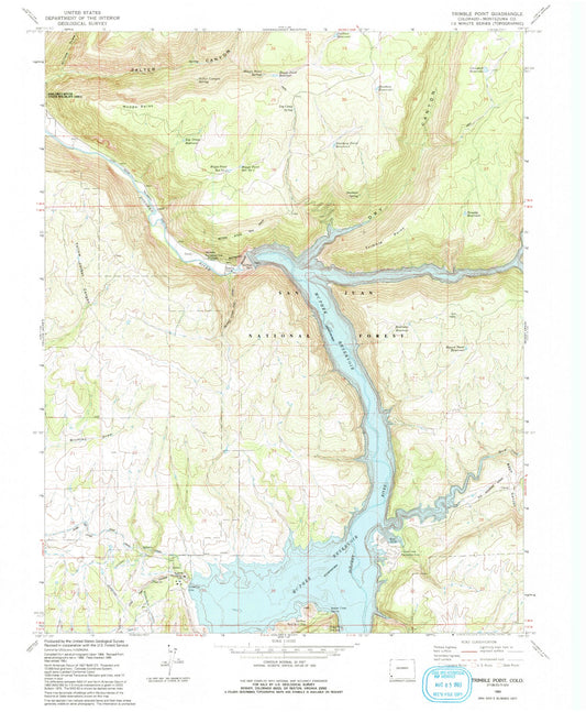 Classic USGS Trimble Point Colorado 7.5'x7.5' Topo Map Image