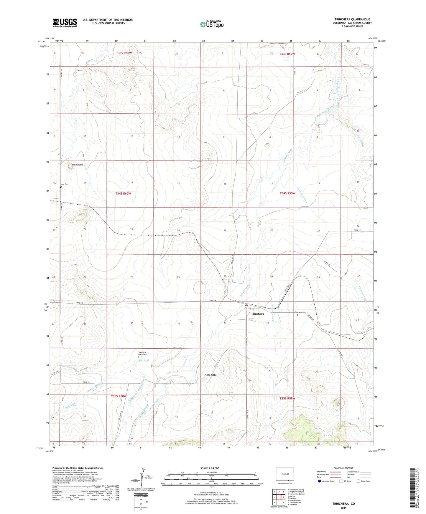 Trinchera Colorado US Topo Map Image