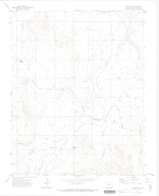 Classic USGS Trinchera Colorado 7.5'x7.5' Topo Map Image