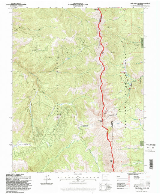 Classic USGS Trinchera Peak Colorado 7.5'x7.5' Topo Map Image