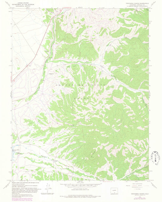 Classic USGS Trinchera Ranch Colorado 7.5'x7.5' Topo Map Image