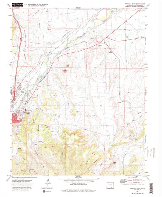 Classic USGS Trinidad East Colorado 7.5'x7.5' Topo Map Image