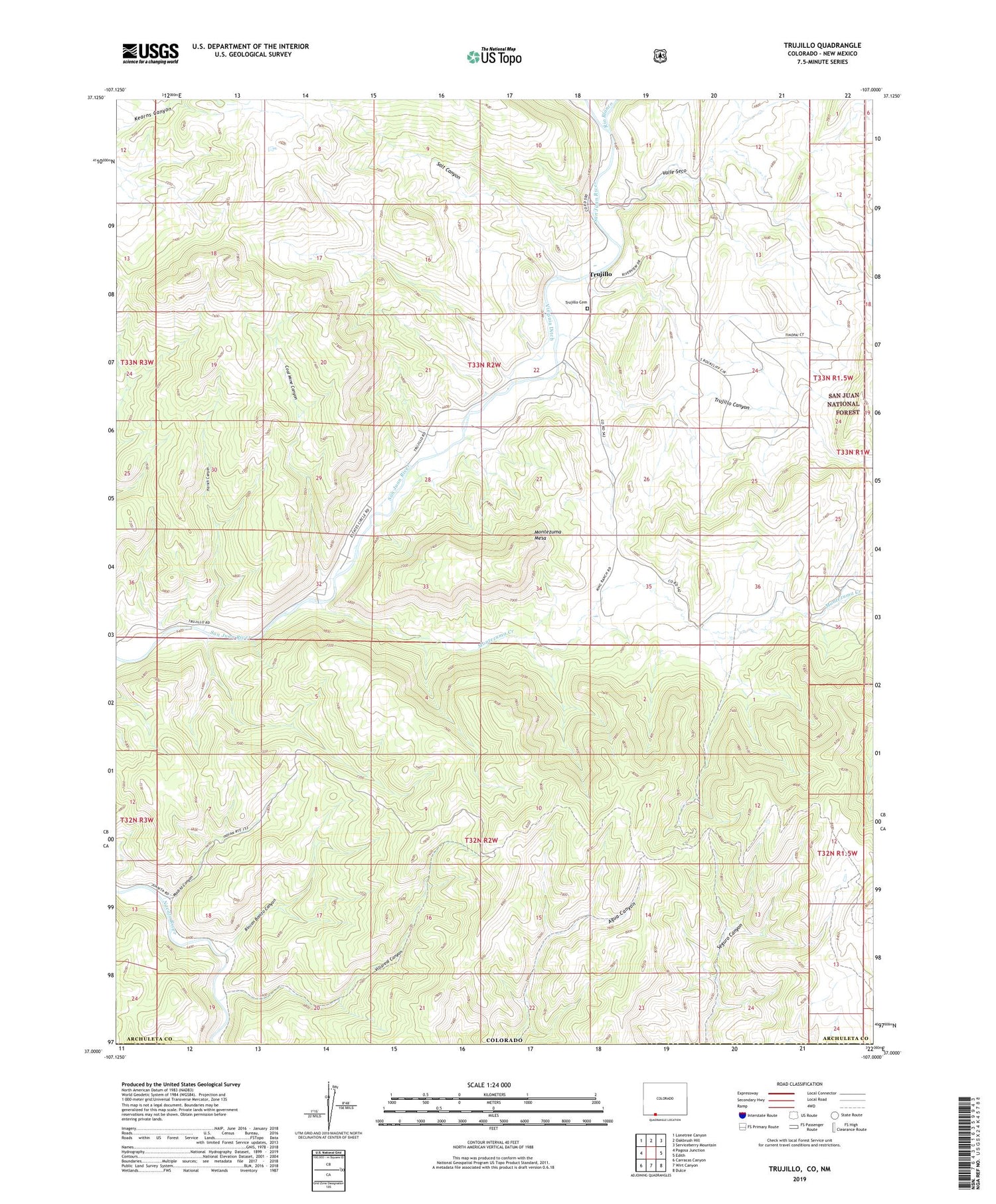 Trujillo Colorado US Topo Map Image