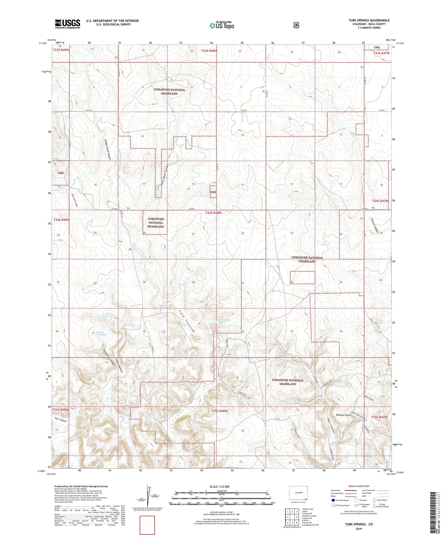 Tubs Springs Colorado US Topo Map Image