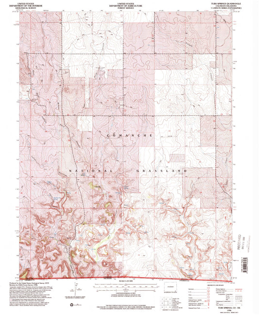 Classic USGS Tubs Springs Colorado 7.5'x7.5' Topo Map Image