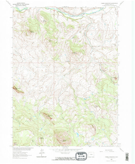 Classic USGS Tumble Mountain Colorado 7.5'x7.5' Topo Map Image