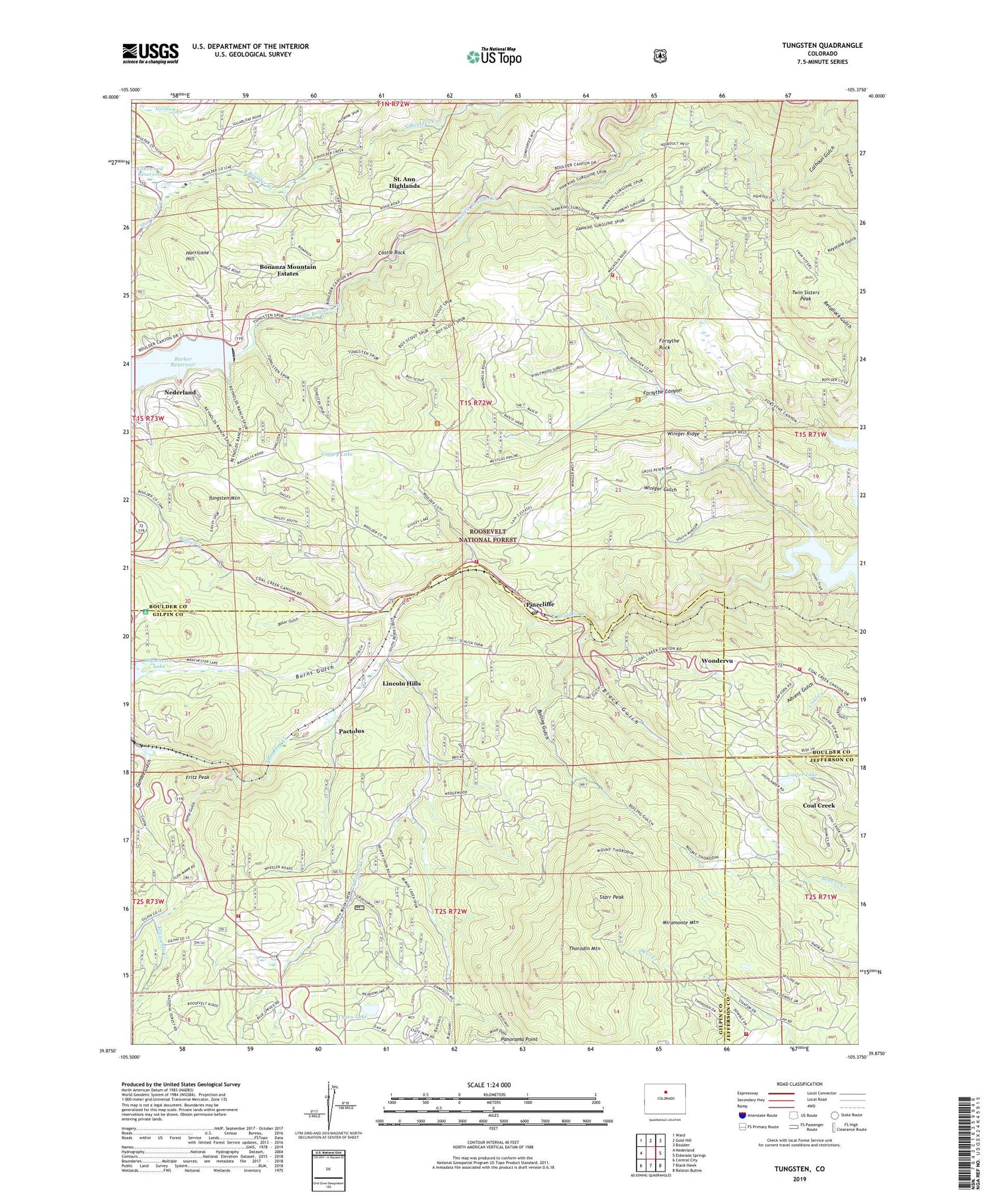 Tungsten Colorado US Topo Map Image