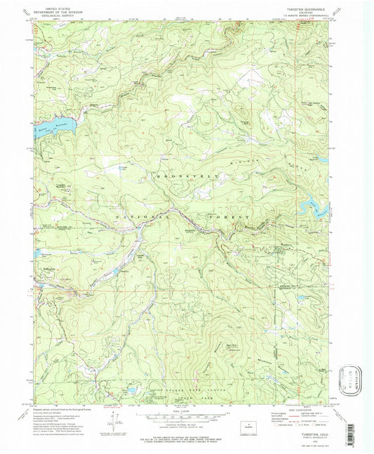 Classic USGS Tungsten Colorado 7.5'x7.5' Topo Map Image