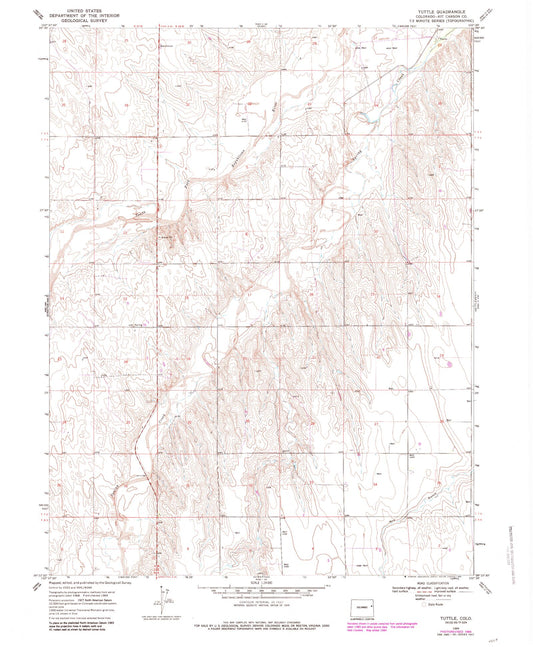 Classic USGS Tuttle Colorado 7.5'x7.5' Topo Map Image
