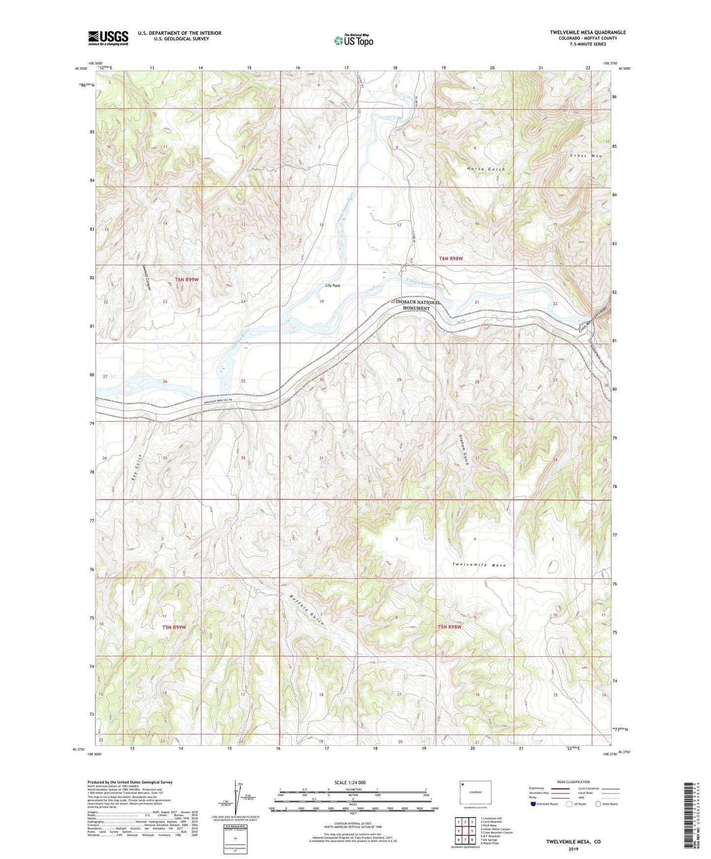 Twelvemile Mesa Colorado US Topo Map Image