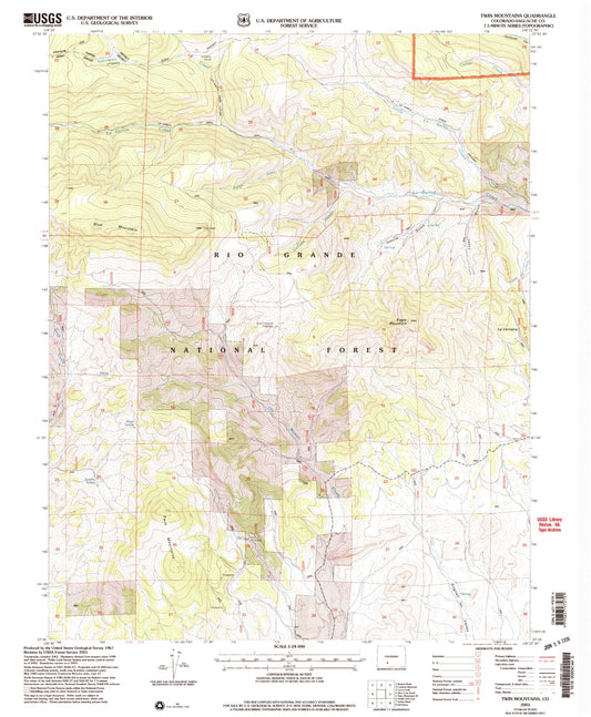 Classic USGS Twin Mountains Colorado 7.5'x7.5' Topo Map Image