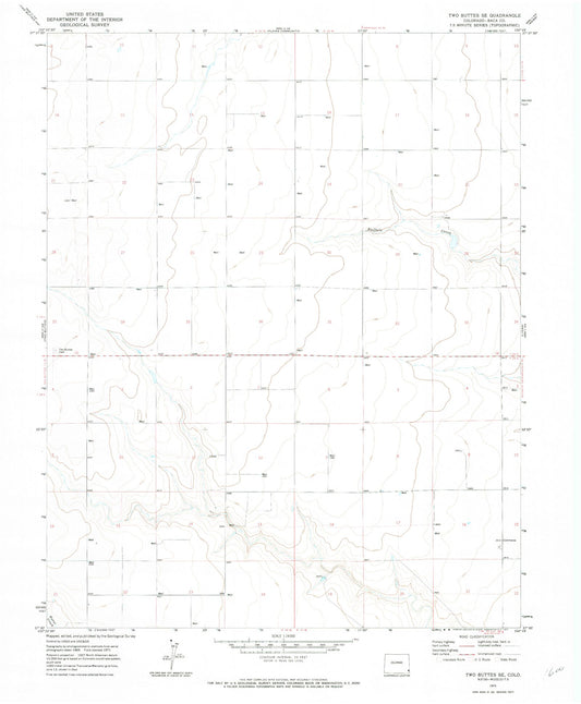 Classic USGS Two Buttes SE Colorado 7.5'x7.5' Topo Map Image