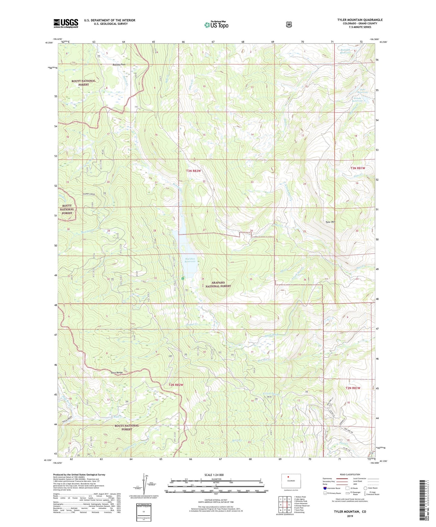 Tyler Mountain Colorado US Topo Map Image