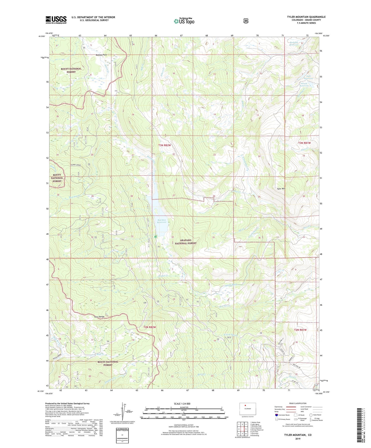 Tyler Mountain Colorado US Topo Map Image