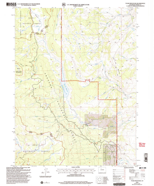 Classic USGS Tyler Mountain Colorado 7.5'x7.5' Topo Map Image
