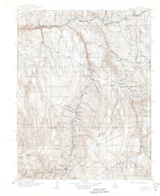 Historic 1911 Uncompahgre Colorado 30'x30' Topo Map Image
