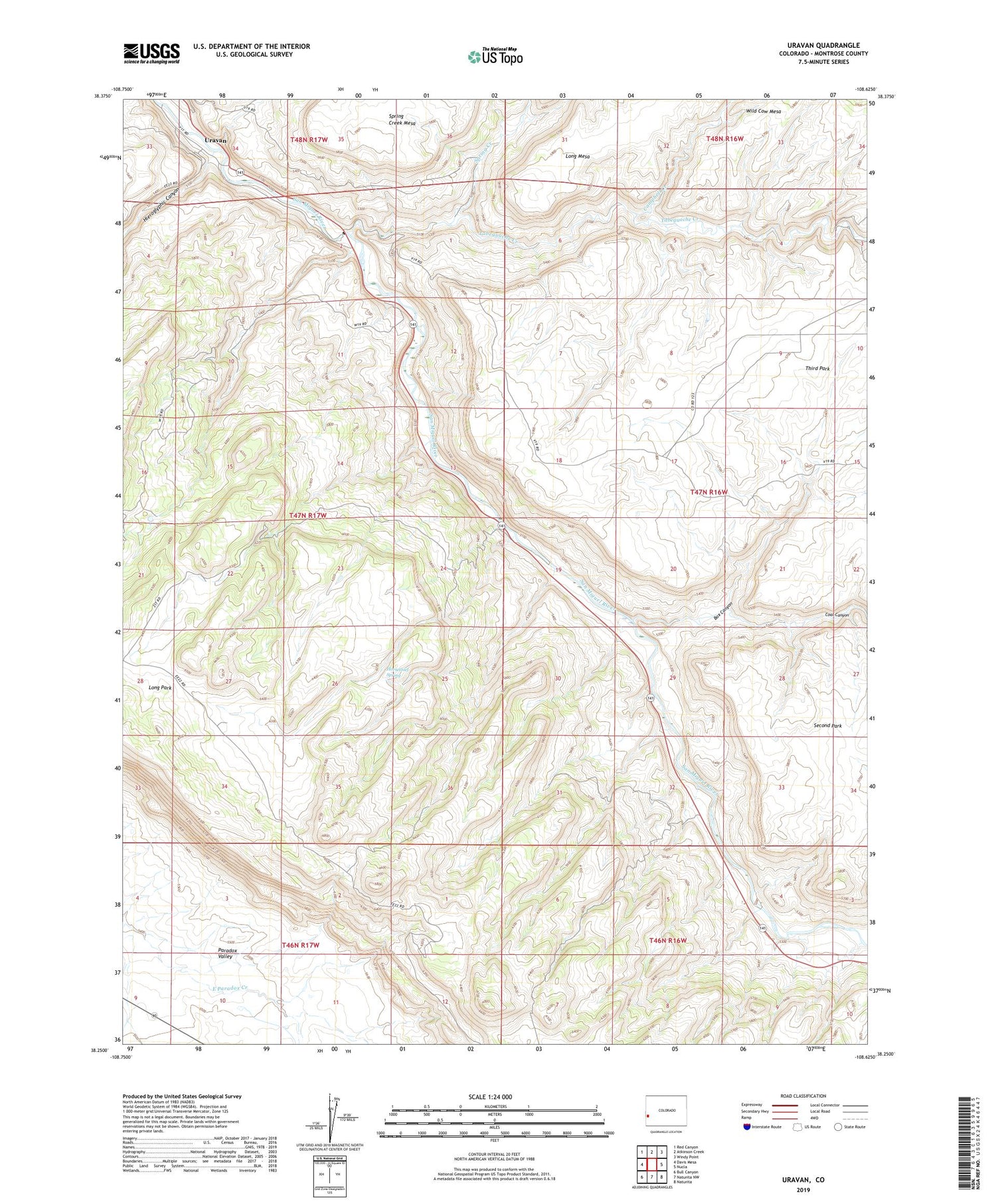 Uravan Colorado US Topo Map Image