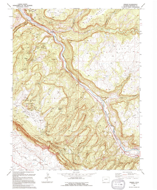 Classic USGS Uravan Colorado 7.5'x7.5' Topo Map Image