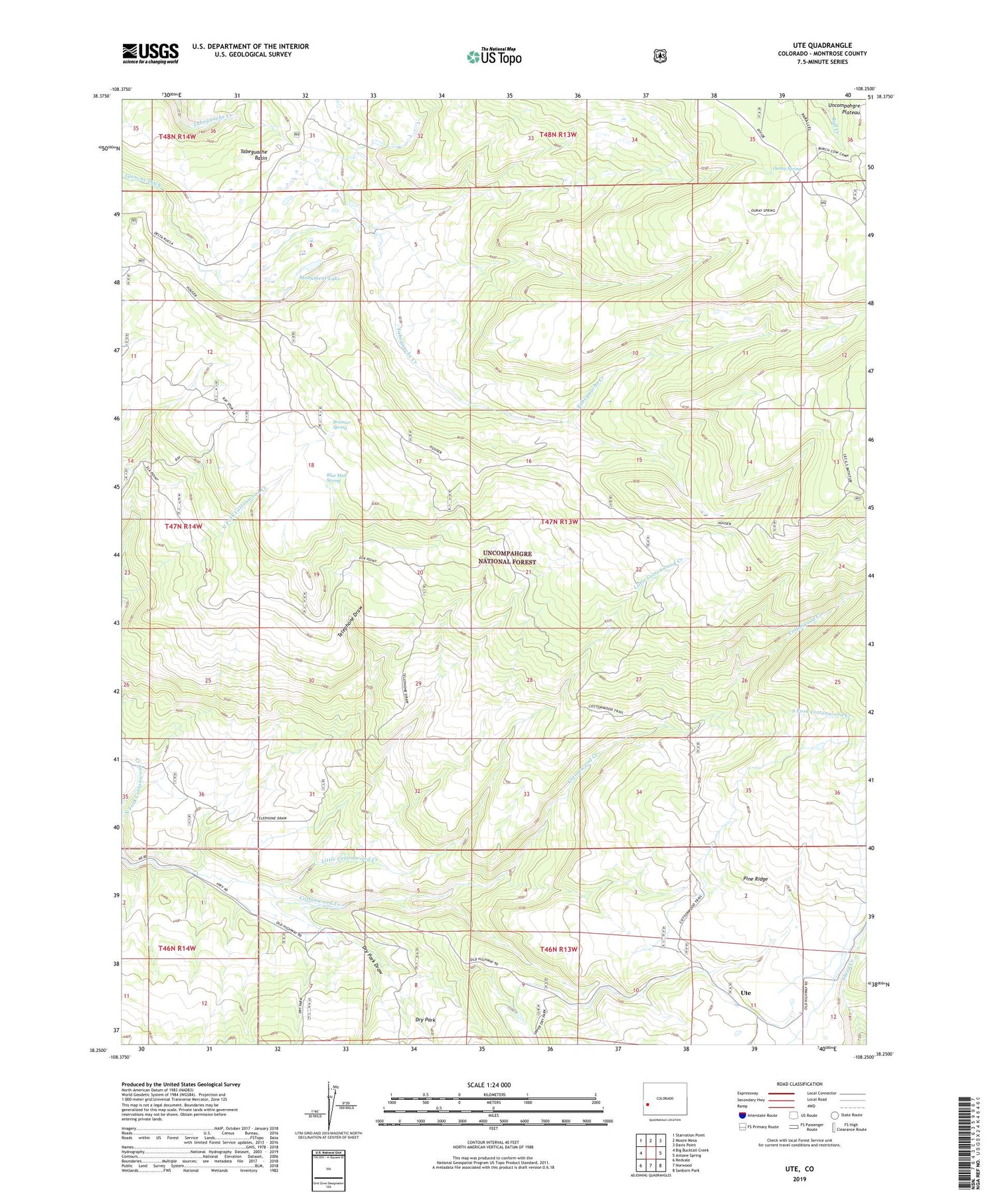 Ute Colorado US Topo Map Image