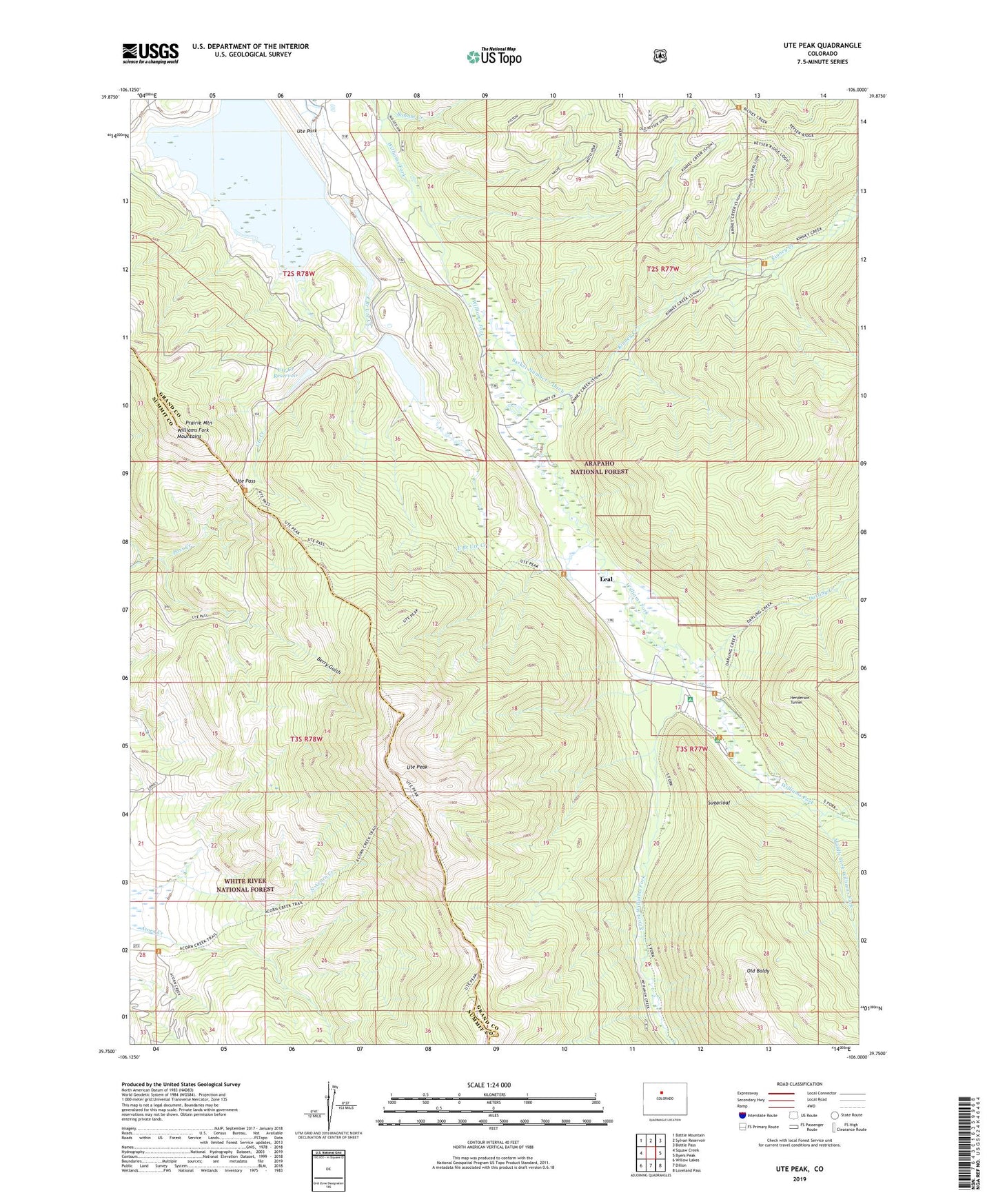 Ute Peak Colorado US Topo Map Image