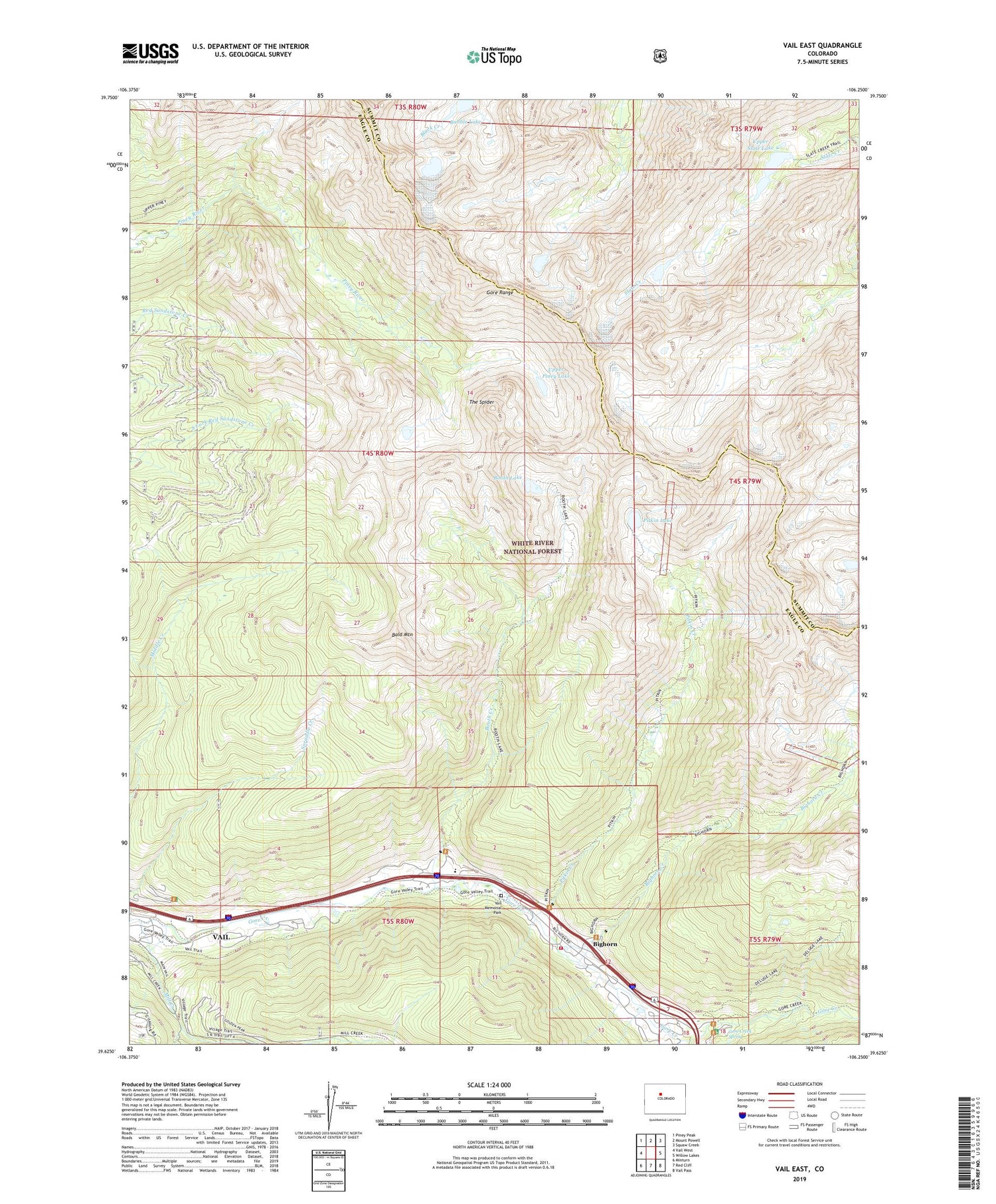 Vail East Colorado US Topo Map Image
