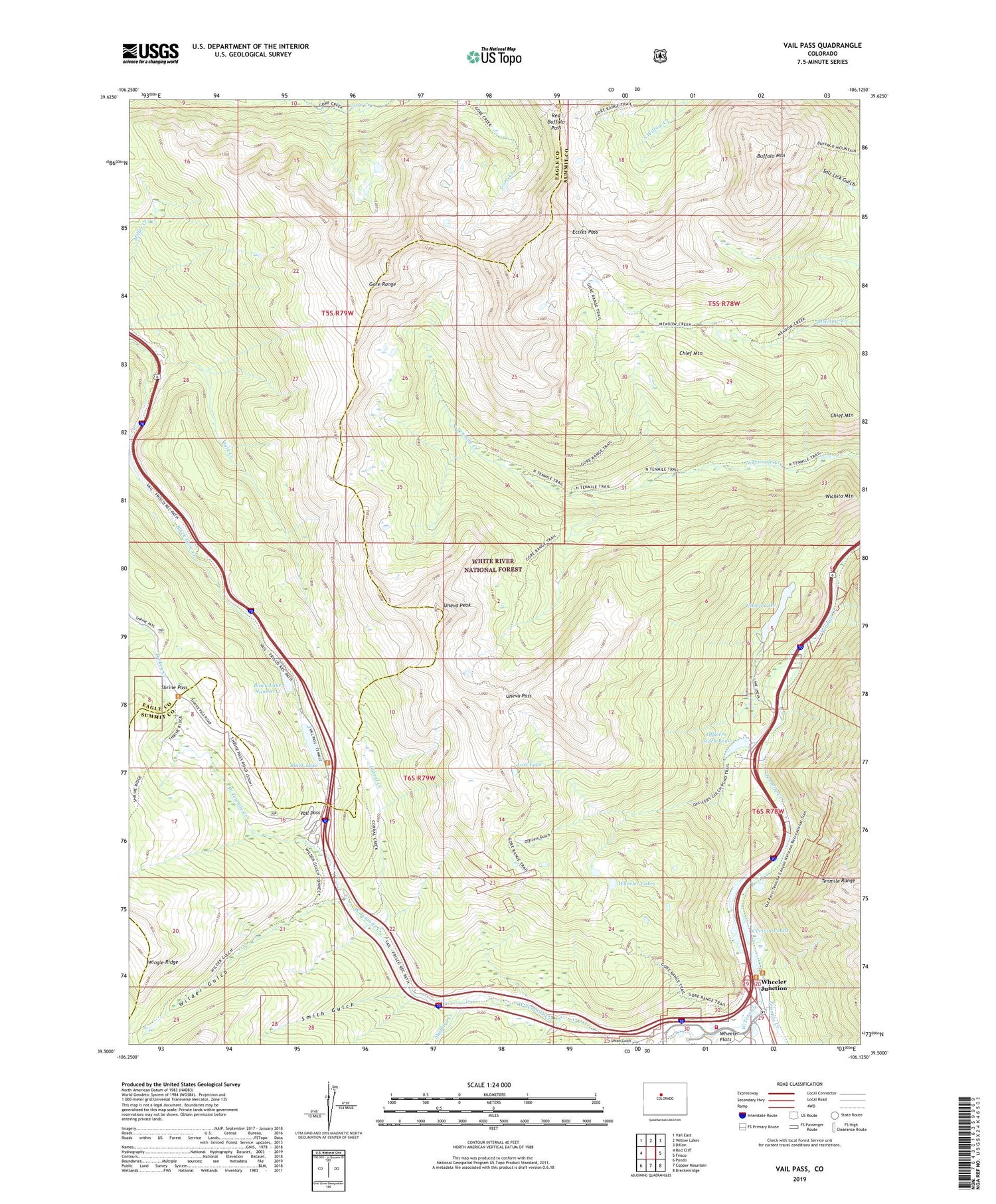 Vail Pass Colorado US Topo Map Image