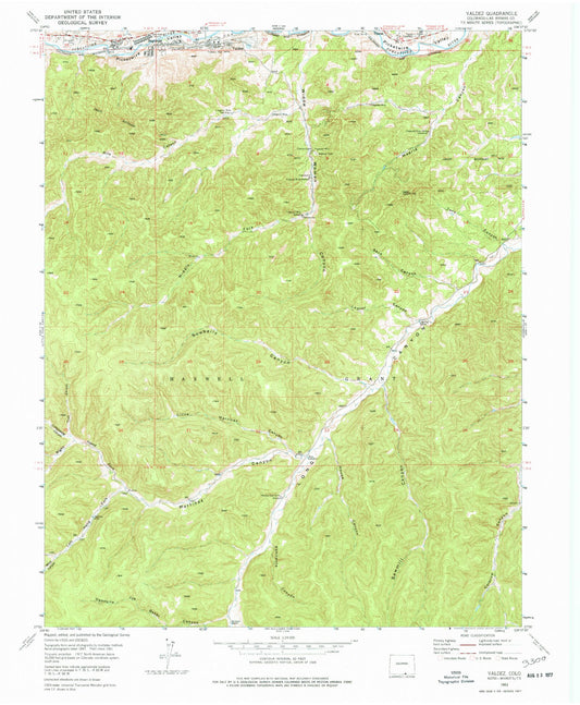 Classic USGS Valdez Colorado 7.5'x7.5' Topo Map Image
