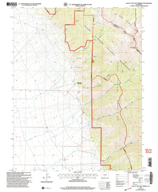 Classic USGS Valley View Hot Springs Colorado 7.5'x7.5' Topo Map Image