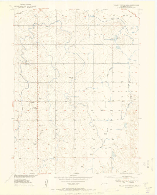 Classic USGS Valley View School Colorado 7.5'x7.5' Topo Map Image