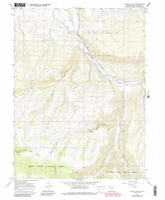 Classic USGS Veatch Gulch Colorado 7.5'x7.5' Topo Map Image