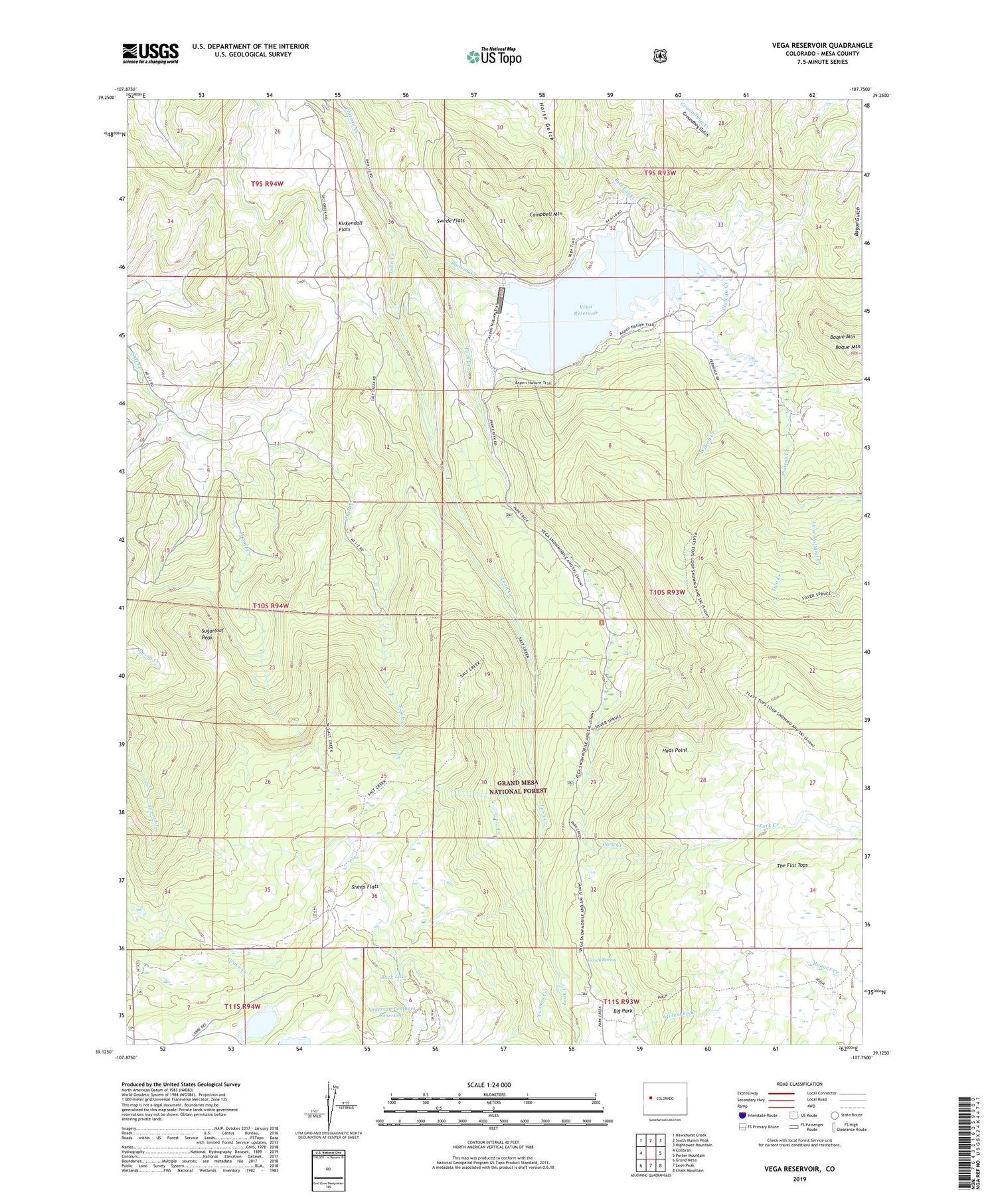 Vega Reservoir Colorado US Topo Map Image