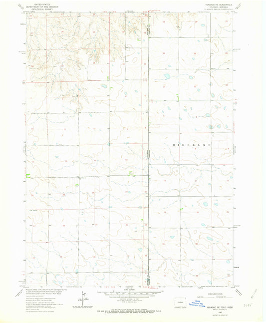 Classic USGS Venango NE Colorado 7.5'x7.5' Topo Map Image