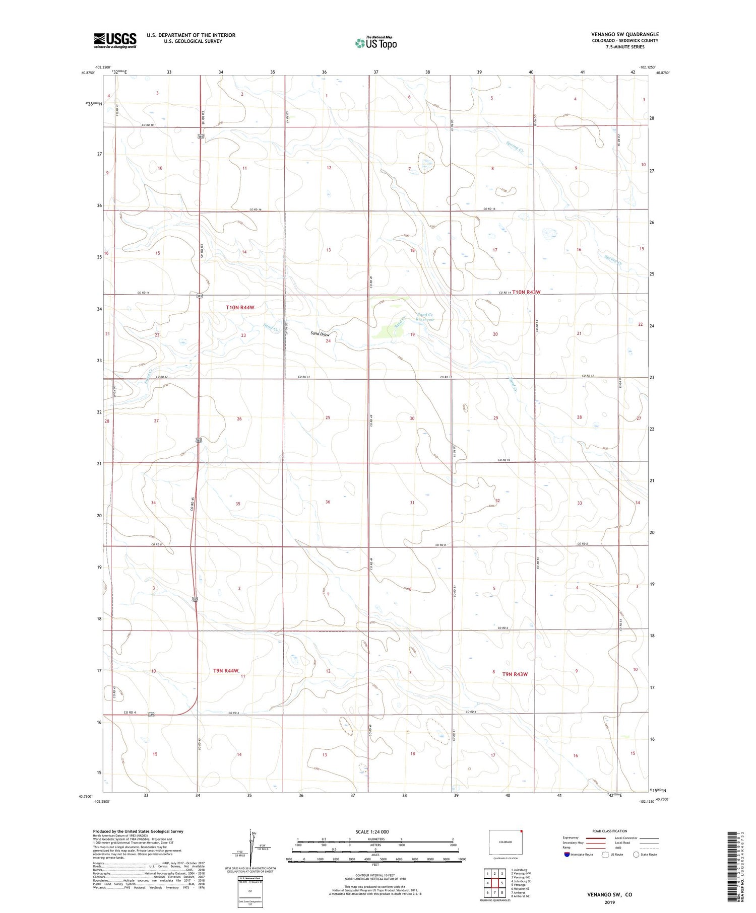 Venango SW Colorado US Topo Map Image