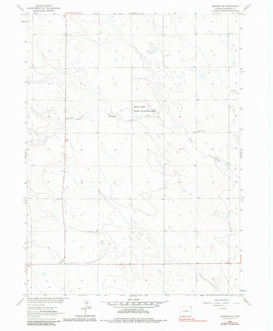 Classic USGS Venango SW Colorado 7.5'x7.5' Topo Map Image