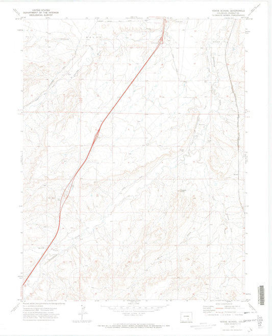 Classic USGS Verde School Colorado 7.5'x7.5' Topo Map Image
