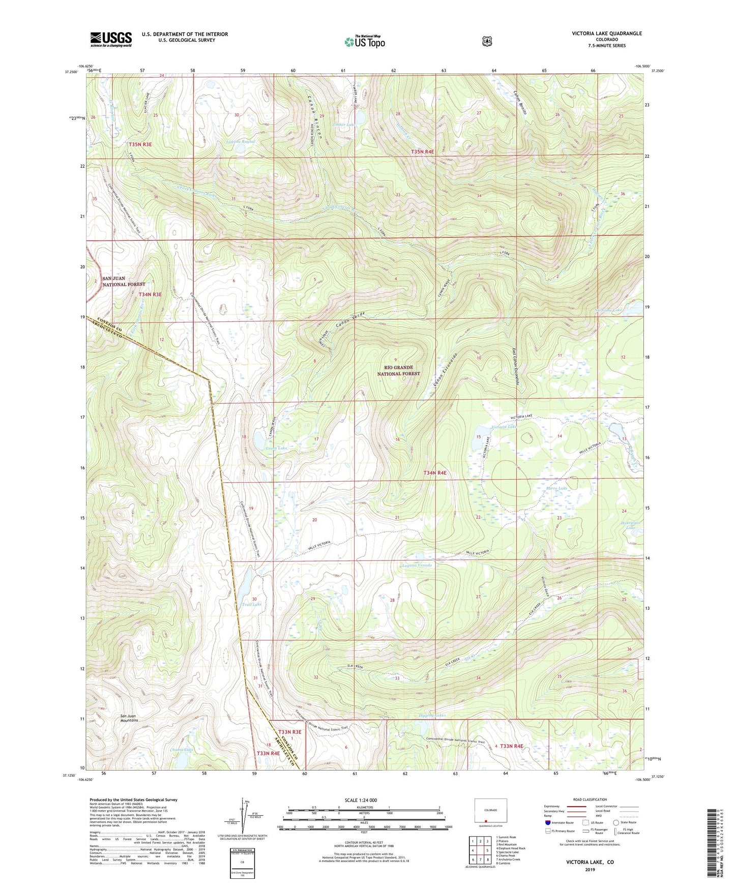 Victoria Lake Colorado US Topo Map Image