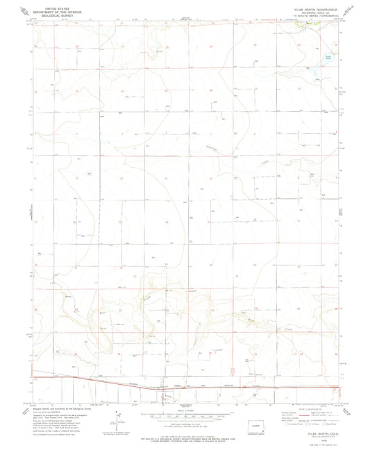 Classic USGS Vilas North Colorado 7.5'x7.5' Topo Map Image