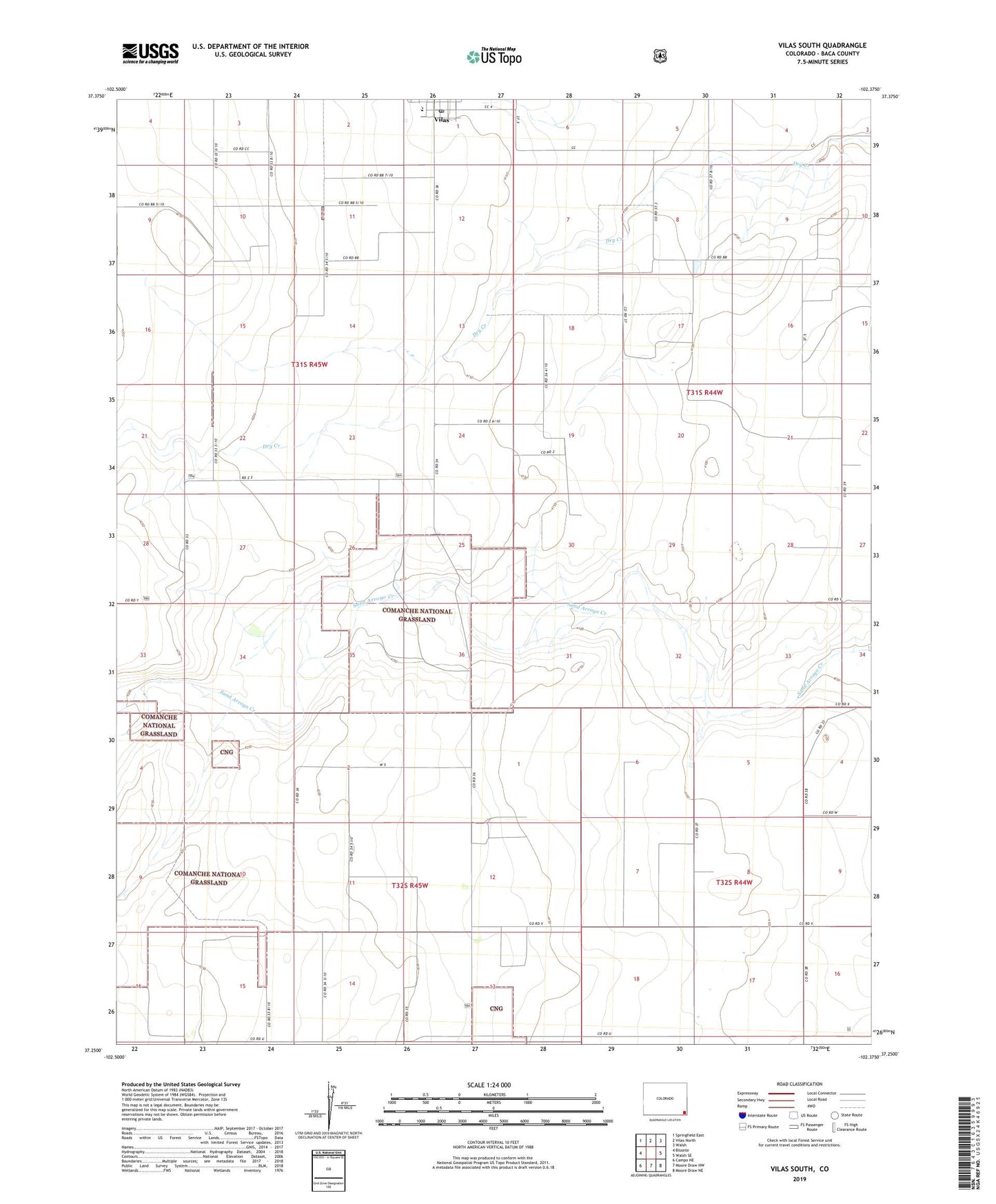 Vilas South Colorado US Topo Map Image