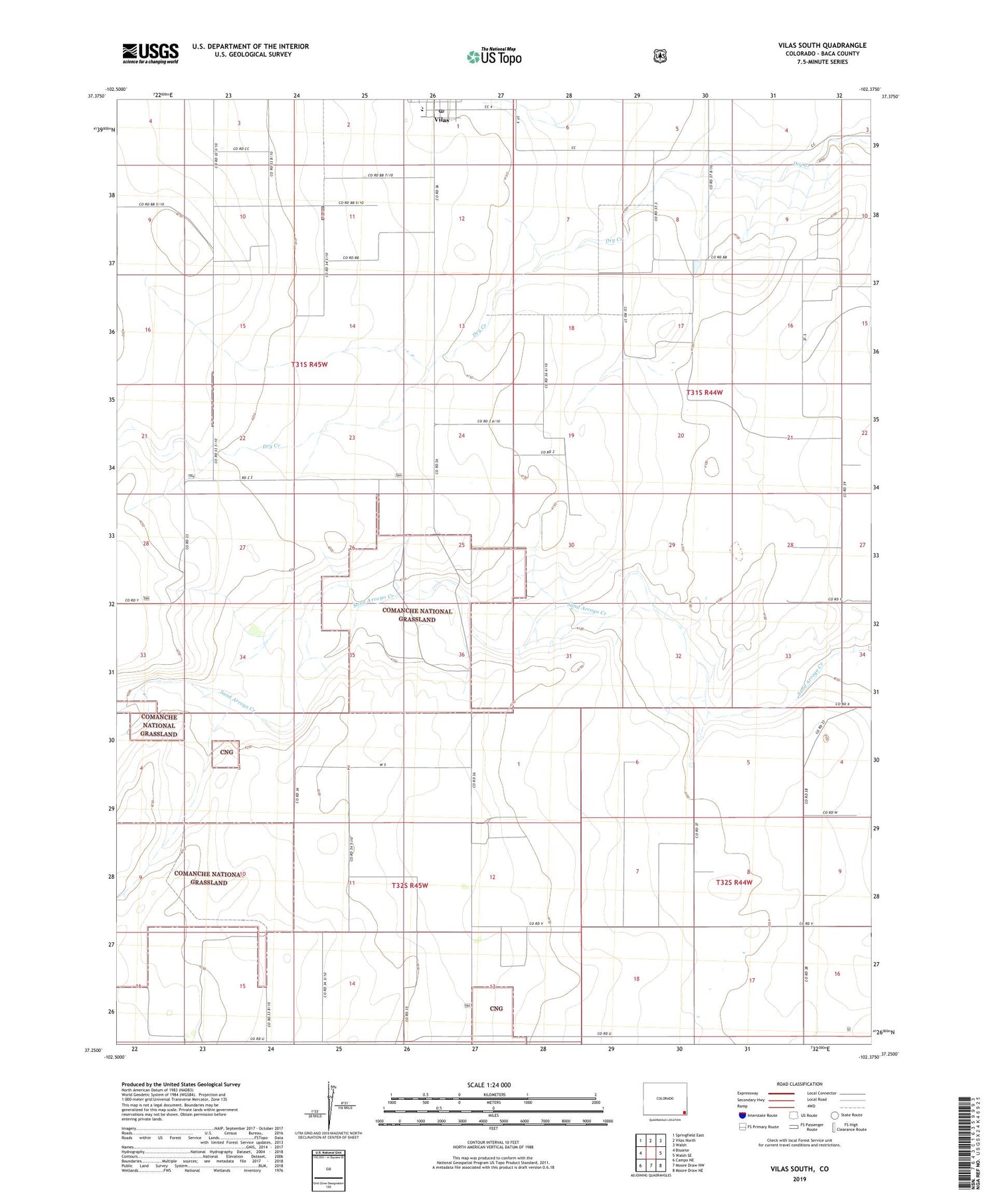 Vilas South Colorado US Topo Map Image