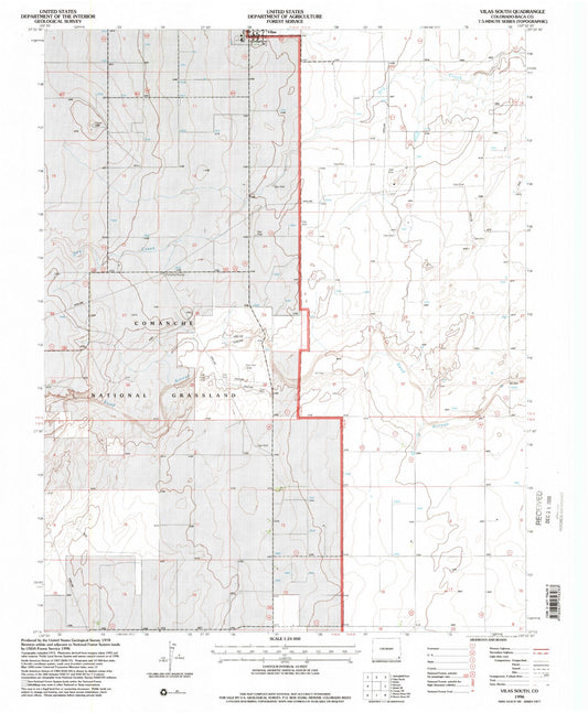 Classic USGS Vilas South Colorado 7.5'x7.5' Topo Map Image