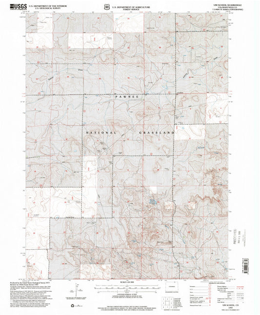 Classic USGS Vim School Colorado 7.5'x7.5' Topo Map Image
