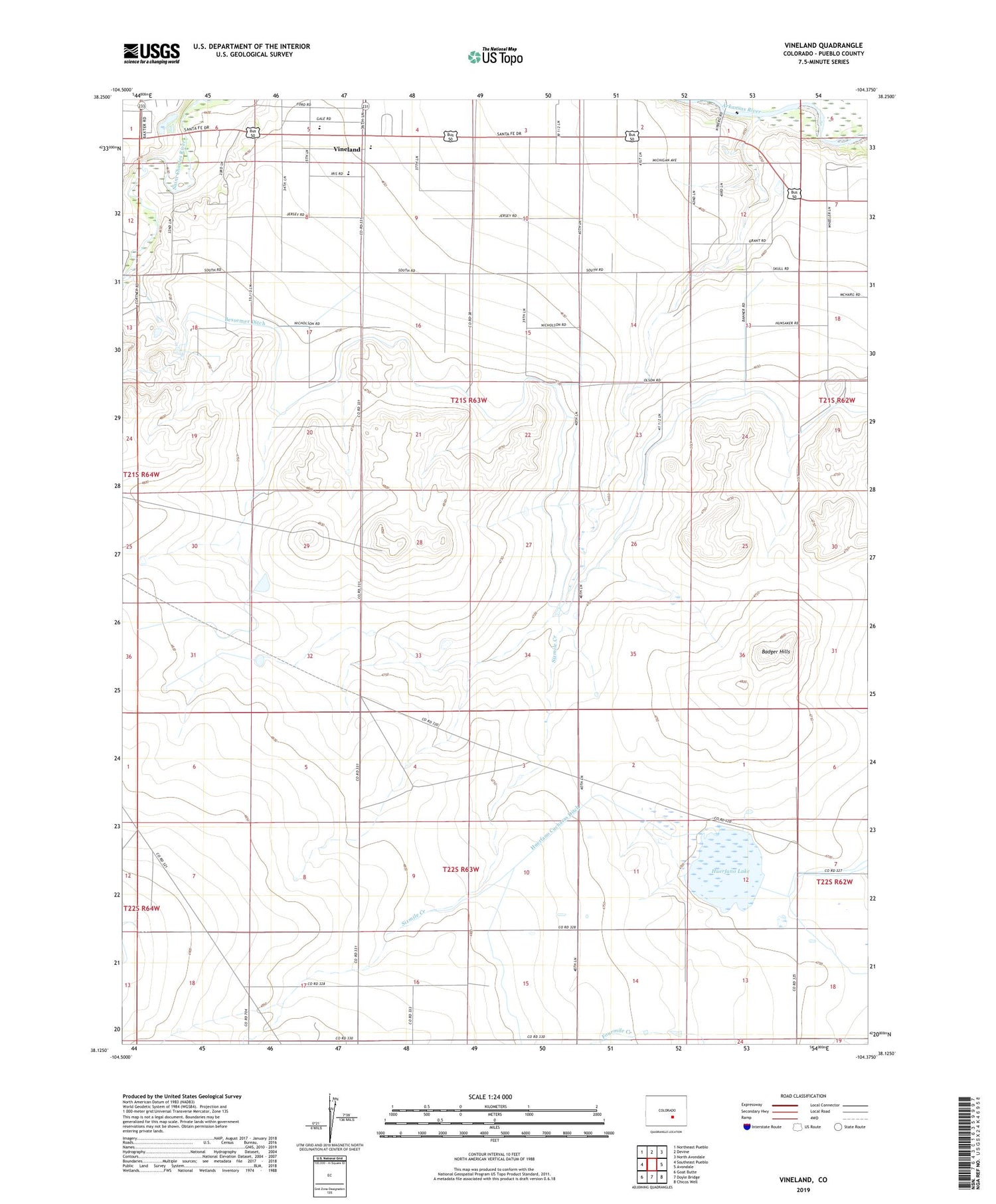 Vineland Colorado US Topo Map Image