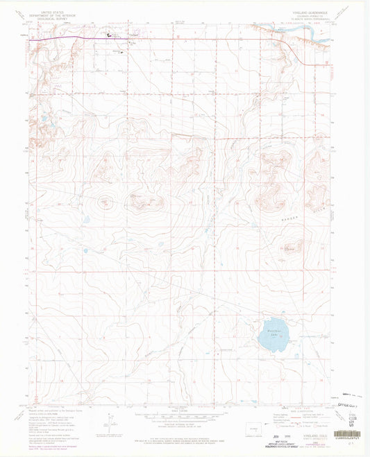 Classic USGS Vineland Colorado 7.5'x7.5' Topo Map Image