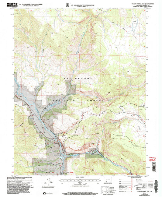 Classic USGS Wagon Wheel Gap Colorado 7.5'x7.5' Topo Map Image