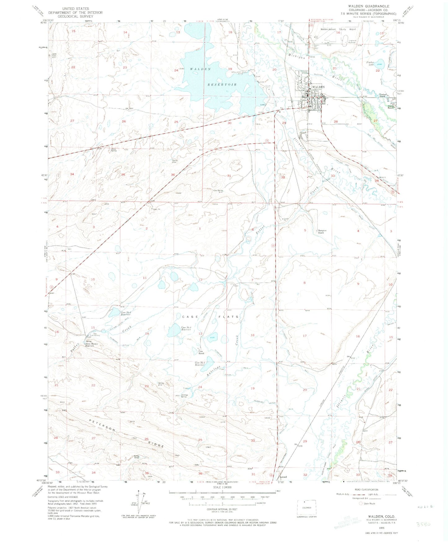 Classic USGS Walden Colorado 7.5'x7.5' Topo Map Image