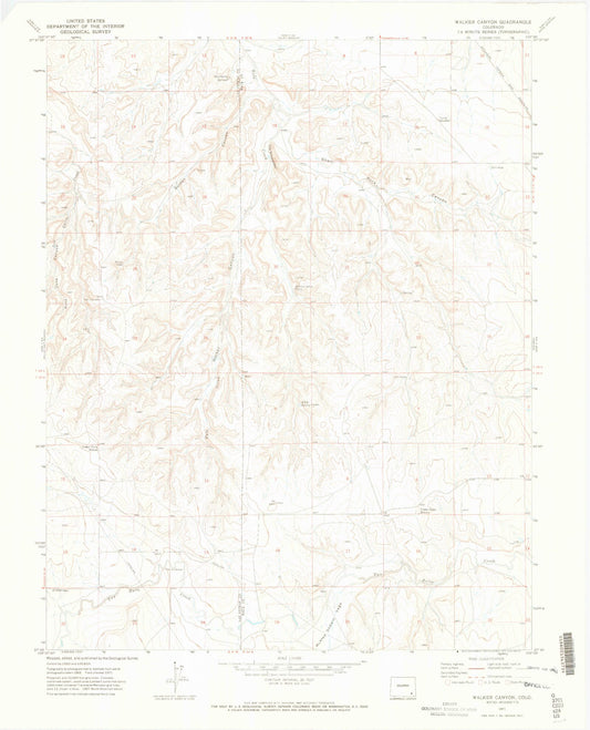 Classic USGS Walker Canyon Colorado 7.5'x7.5' Topo Map Image