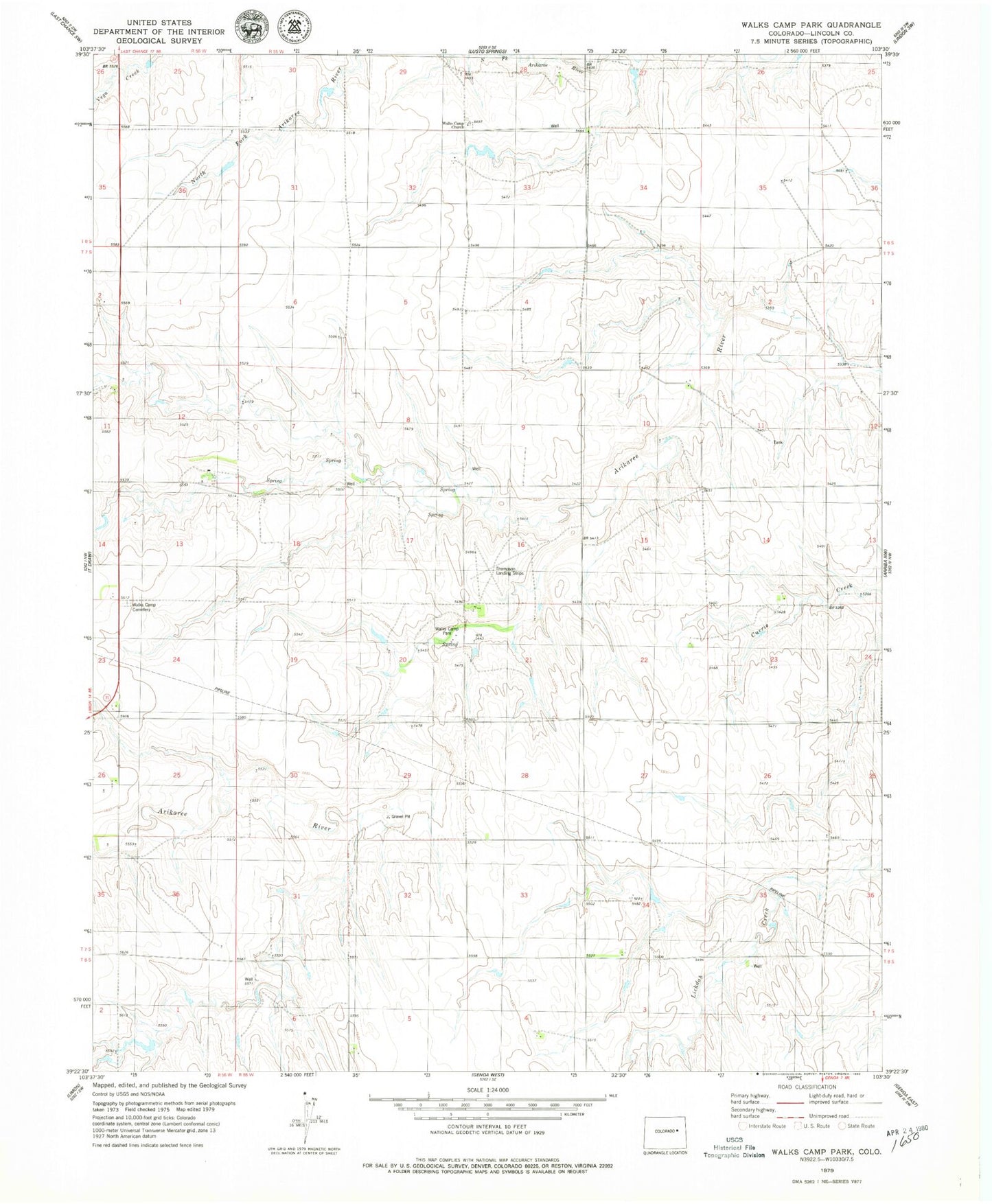 Classic USGS Walks Camp Park Colorado 7.5'x7.5' Topo Map Image