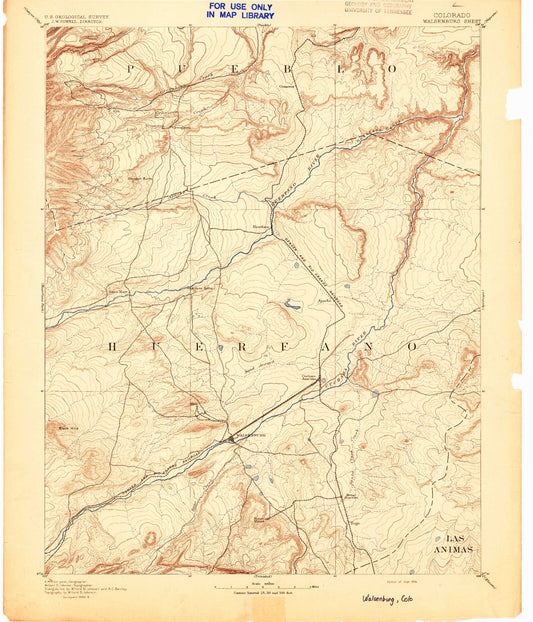 Historic 1894 Walsenburg Colorado 30'x30' Topo Map Image